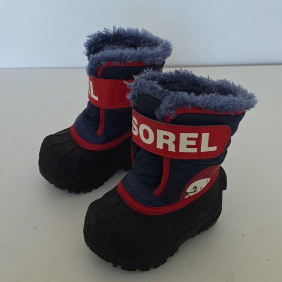 SOREL | Commander Snow Boots Navy Red Sz 4 - Picture 2 of 5